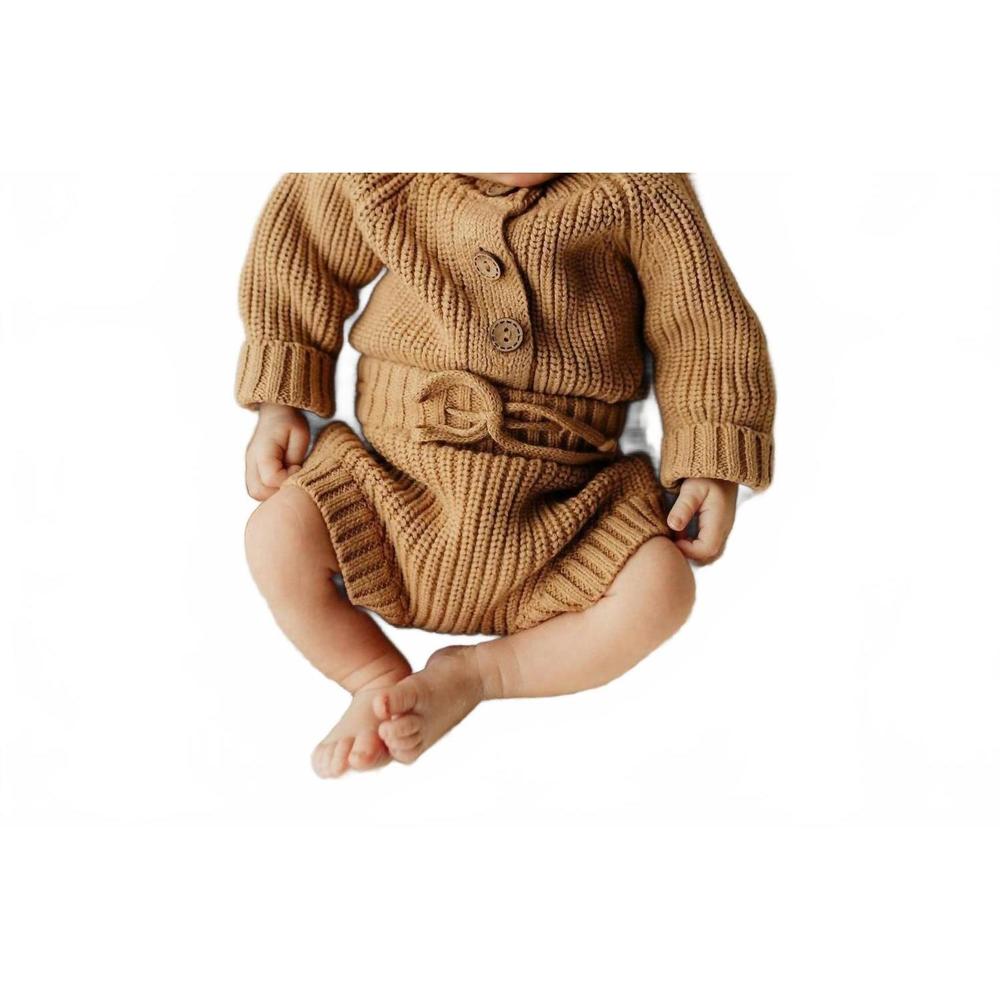 NEW OLIVE & CRADLE baby quinn sweater and bloomers set in tan